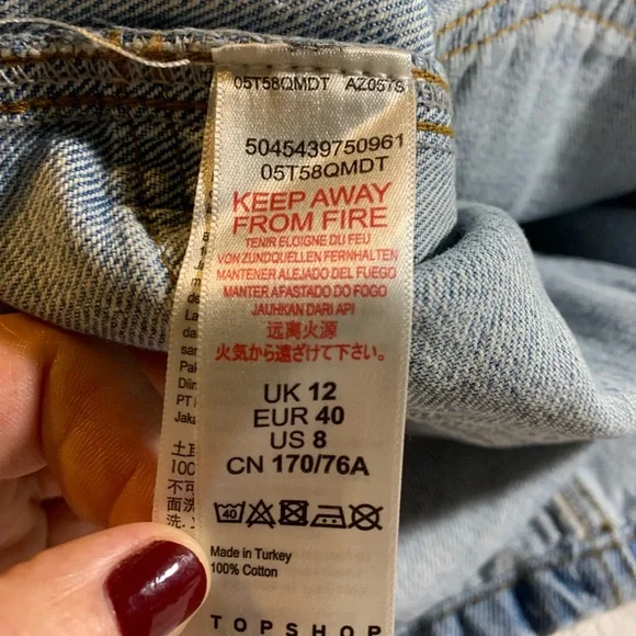 Top Shop denim skirt VINTAGE Y2K Button fly 4 pockets mini size 8 - Picture 7 of 8